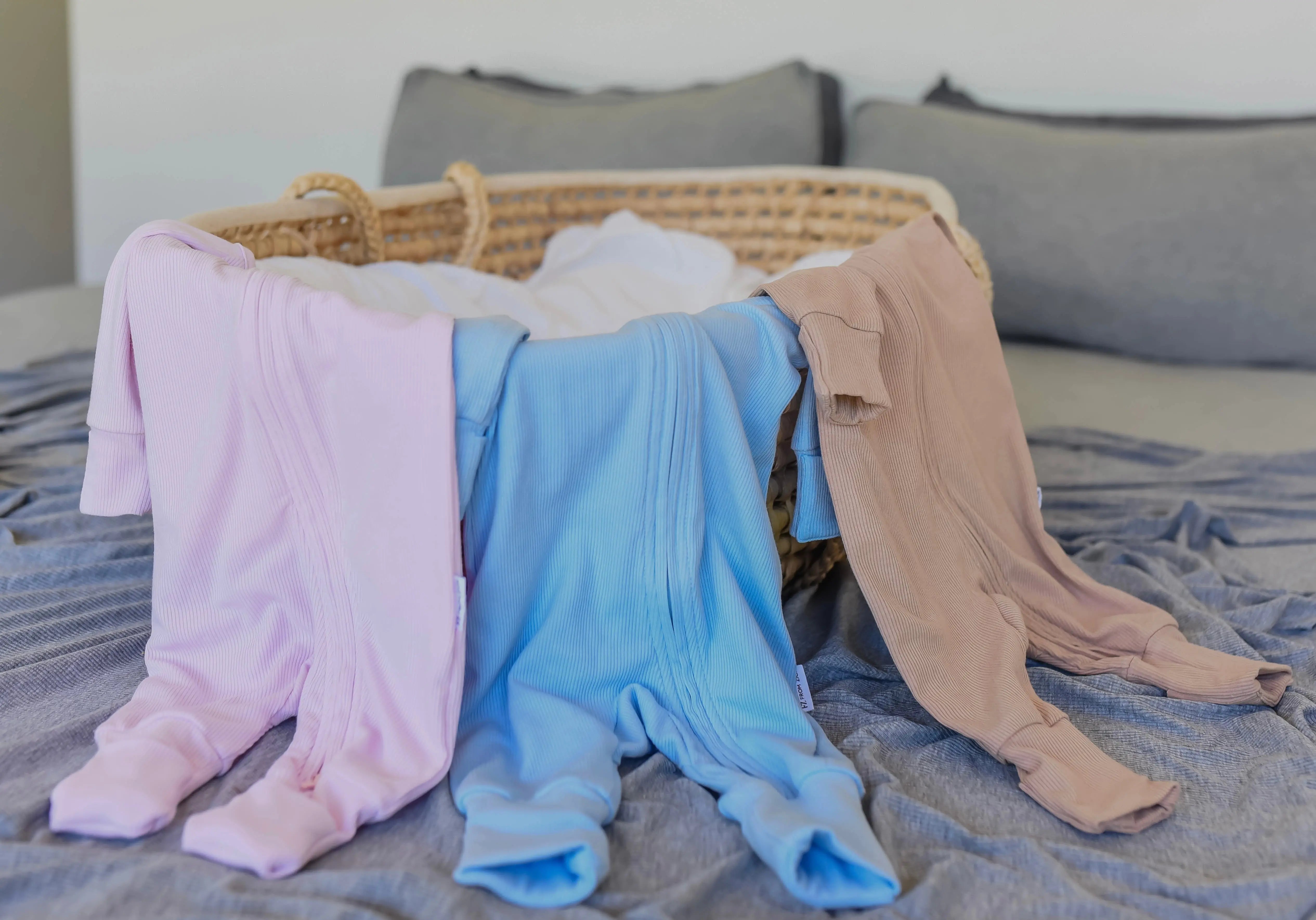 Ribbed Bamboo Baby Onesie - Soft Brown FROM ZION