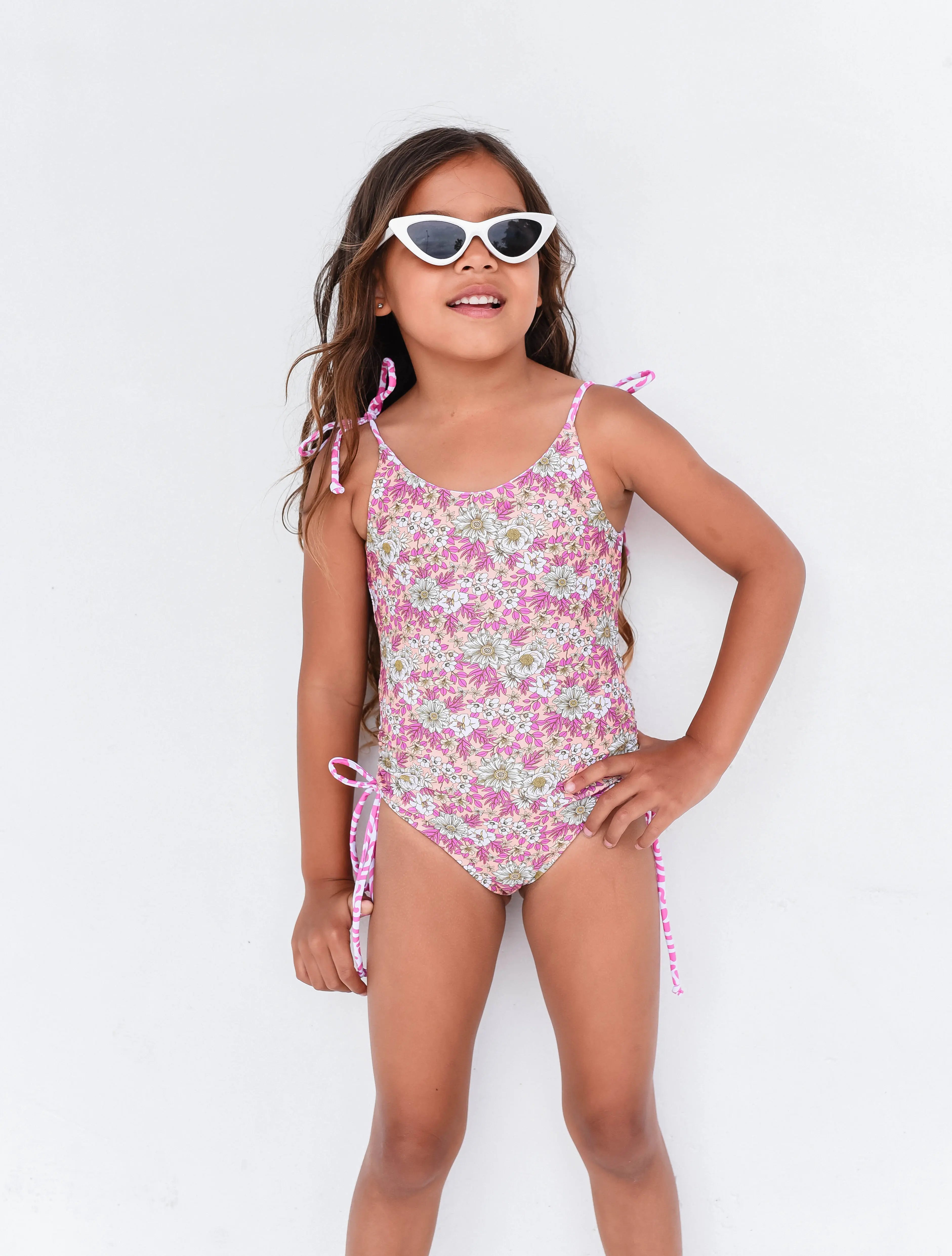 Recycled Reversible One Piece - Pink Abstract & Peach Floral FROM ZION