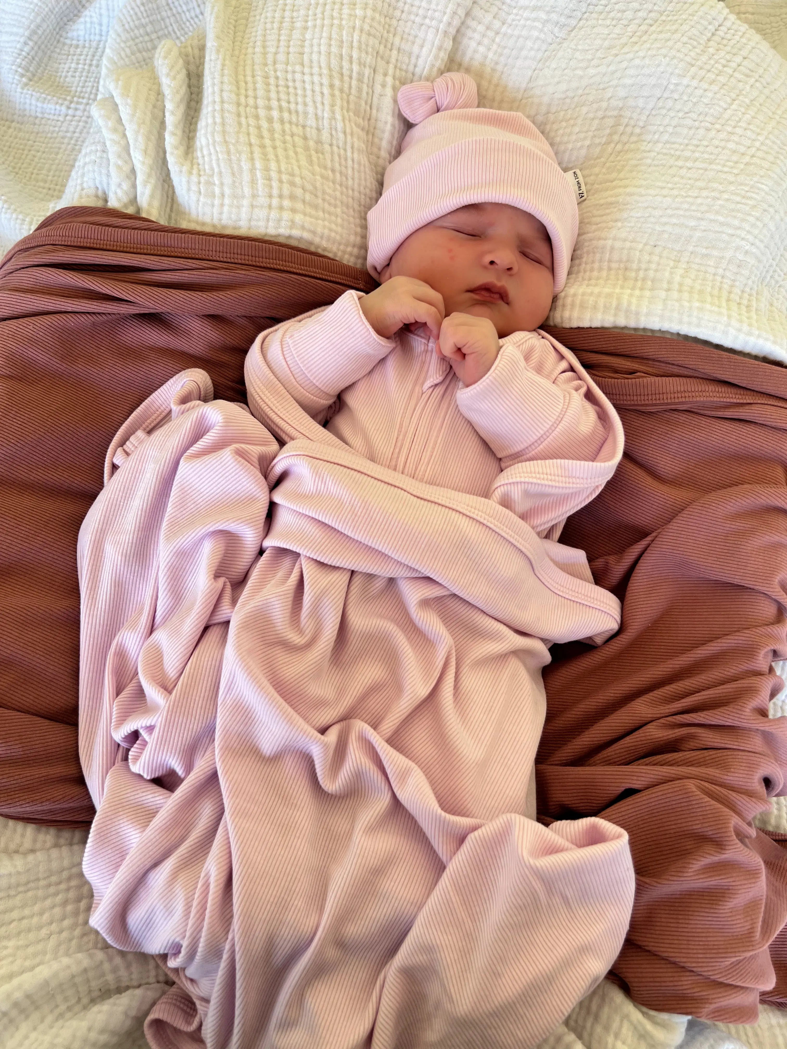 Ribbed Bamboo Baby Onesie - Lolly Pink FROM ZION