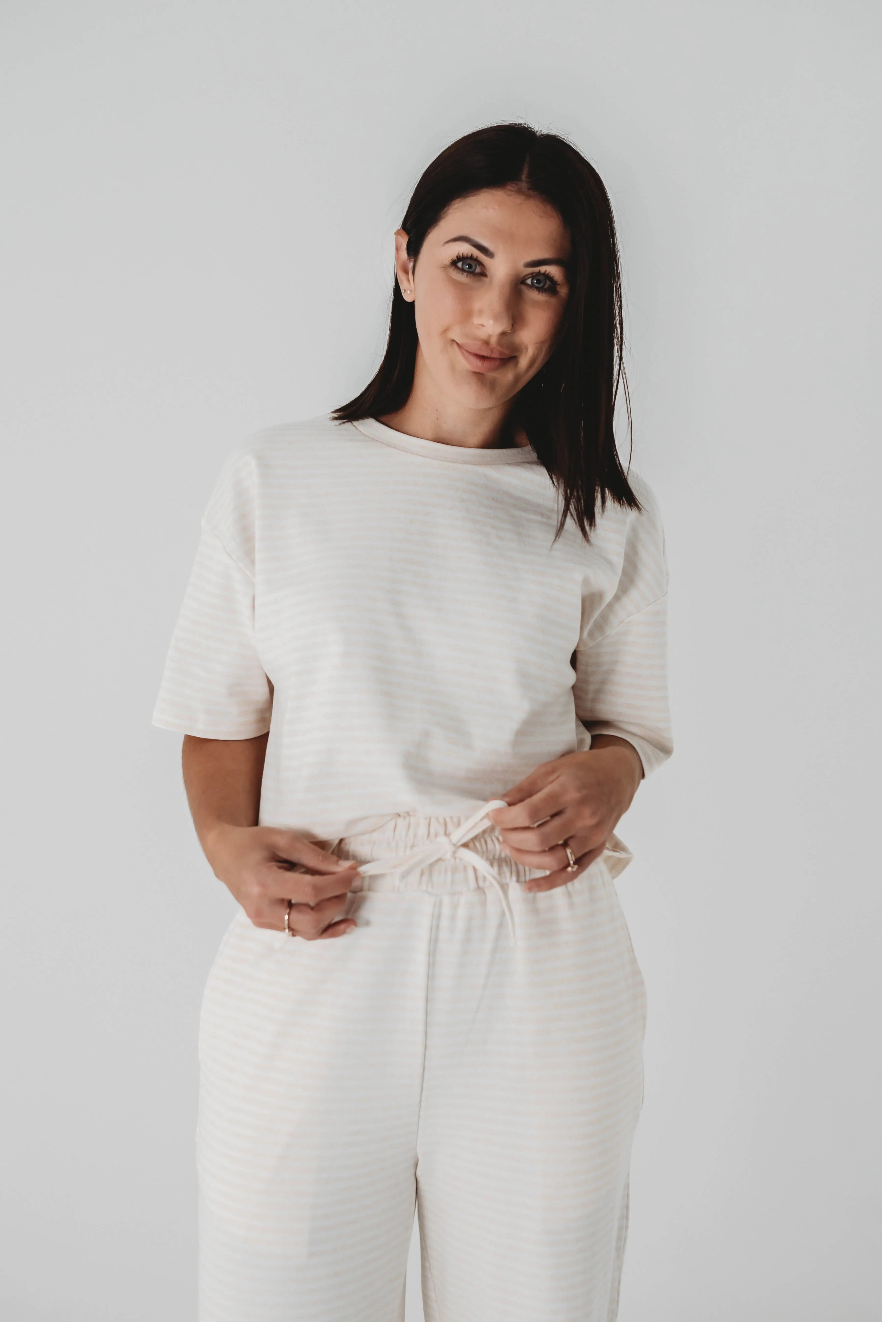 August Striped Set - Women's "Beige" FROM ZION