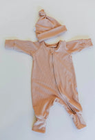 Ribbed Bamboo Baby Onesie - Soft Brown FROM ZION