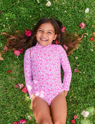 Recycled Rash Swimwear - Pink Abstract FROM ZION