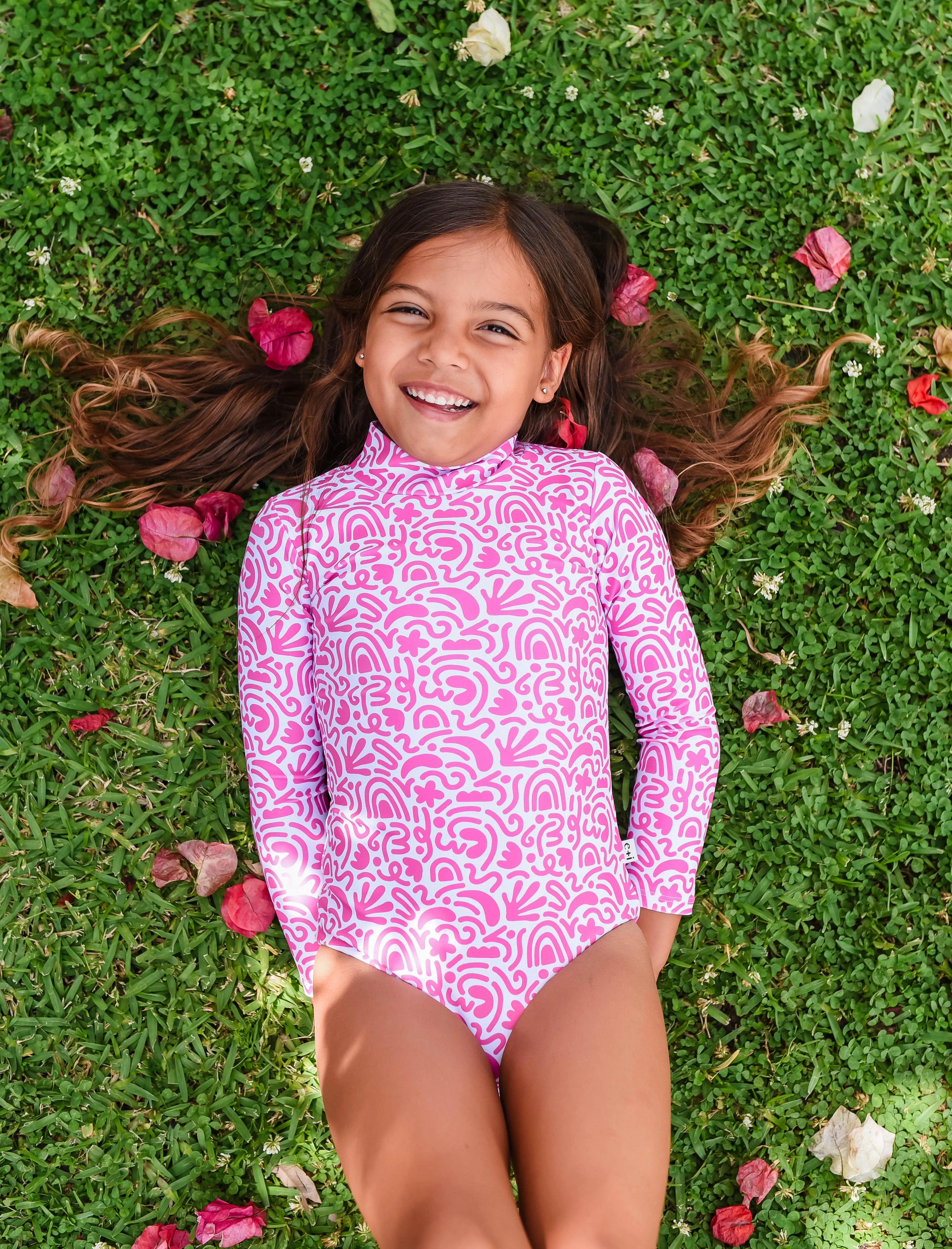 Recycled Rash Swimwear - Pink Abstract FROM ZION