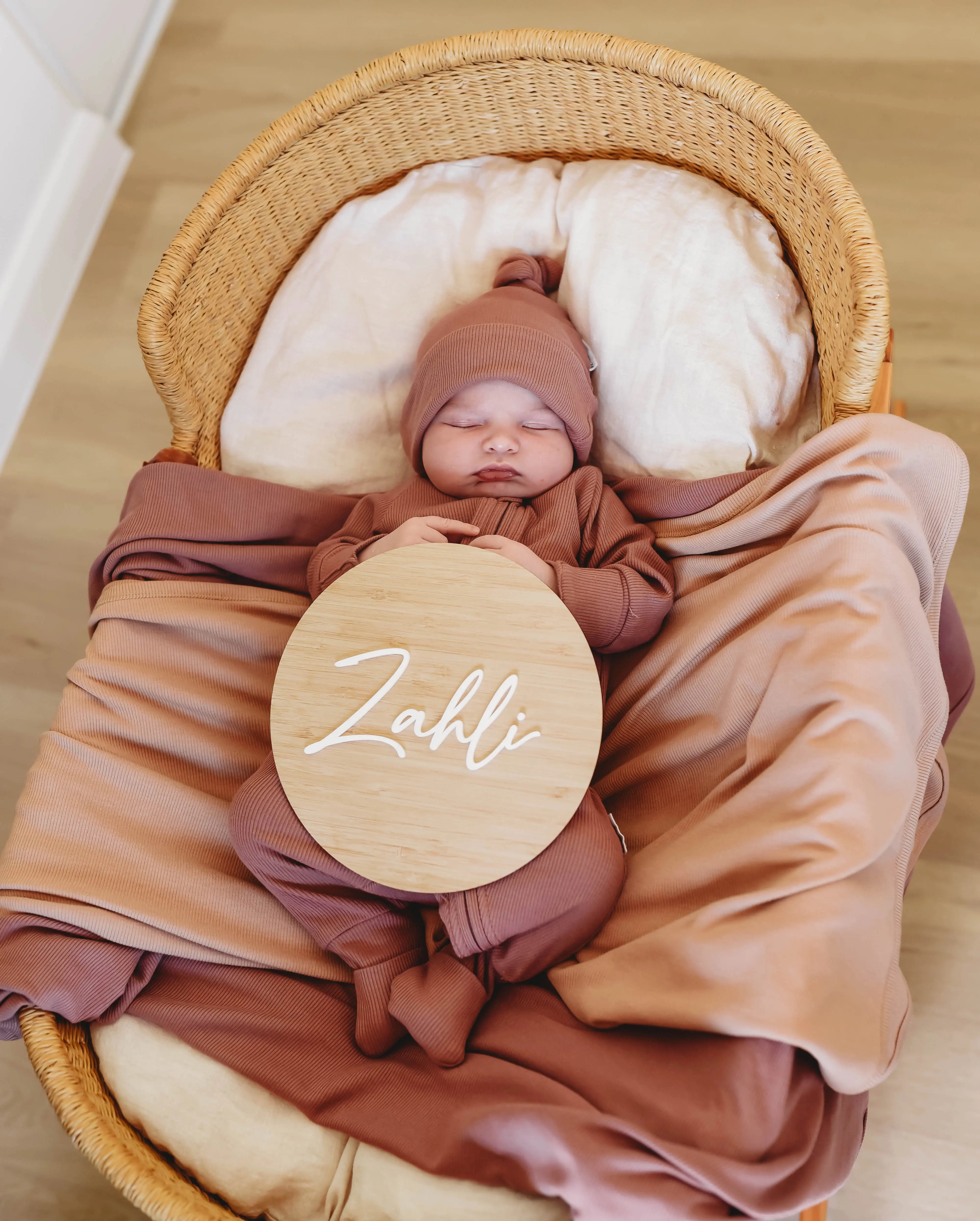 Ribbed Bamboo Baby Beanie - Choccy FROM ZION