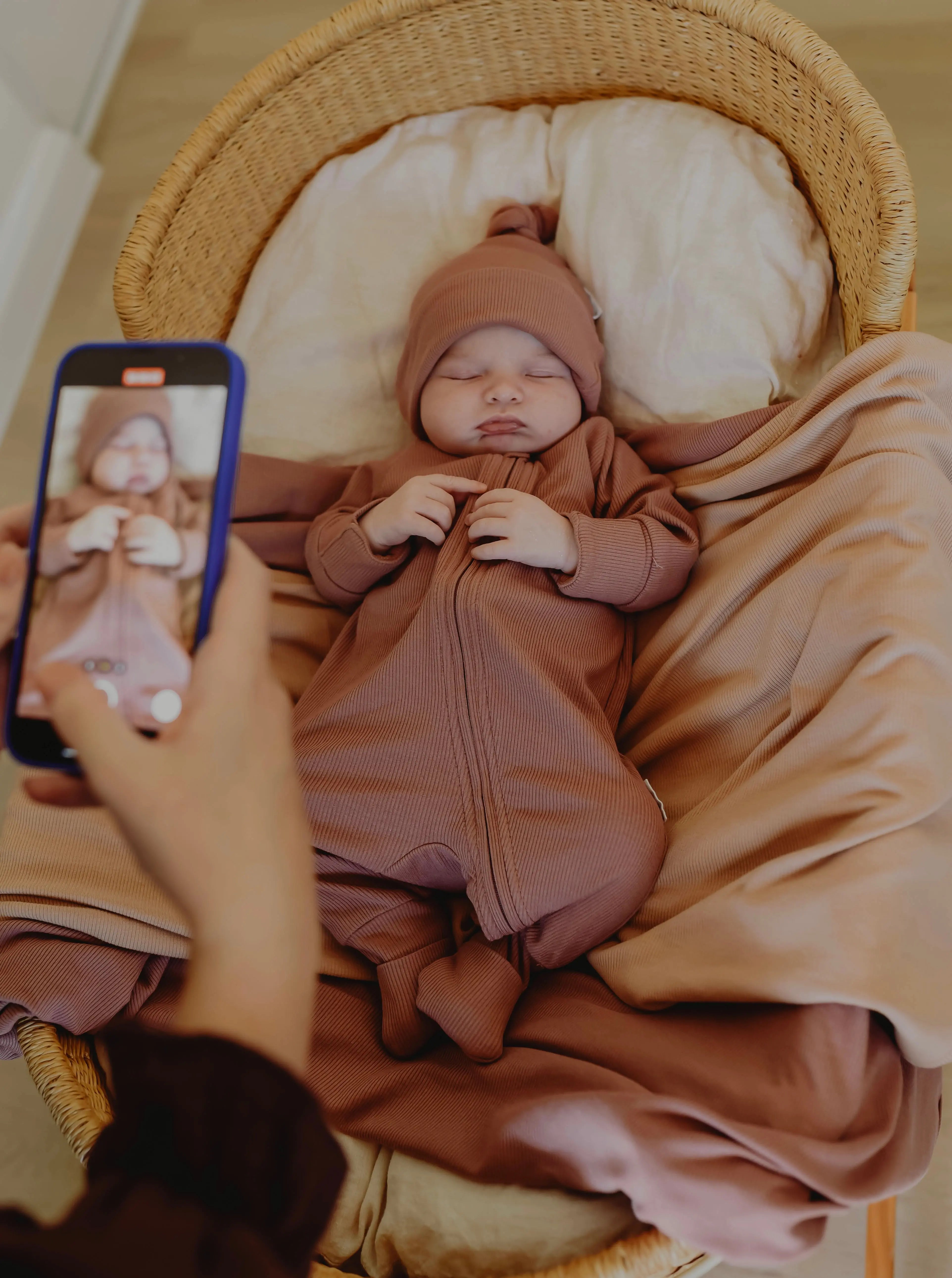 Ribbed Bamboo Baby Onesie - Choccy FROM ZION