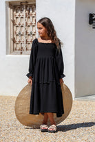 Willa Organic Cotton Dress - Kids "Black" FROM ZION