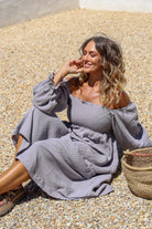 Willa Organic Cotton Dress - Women's "Hazy Blue" FROM ZION