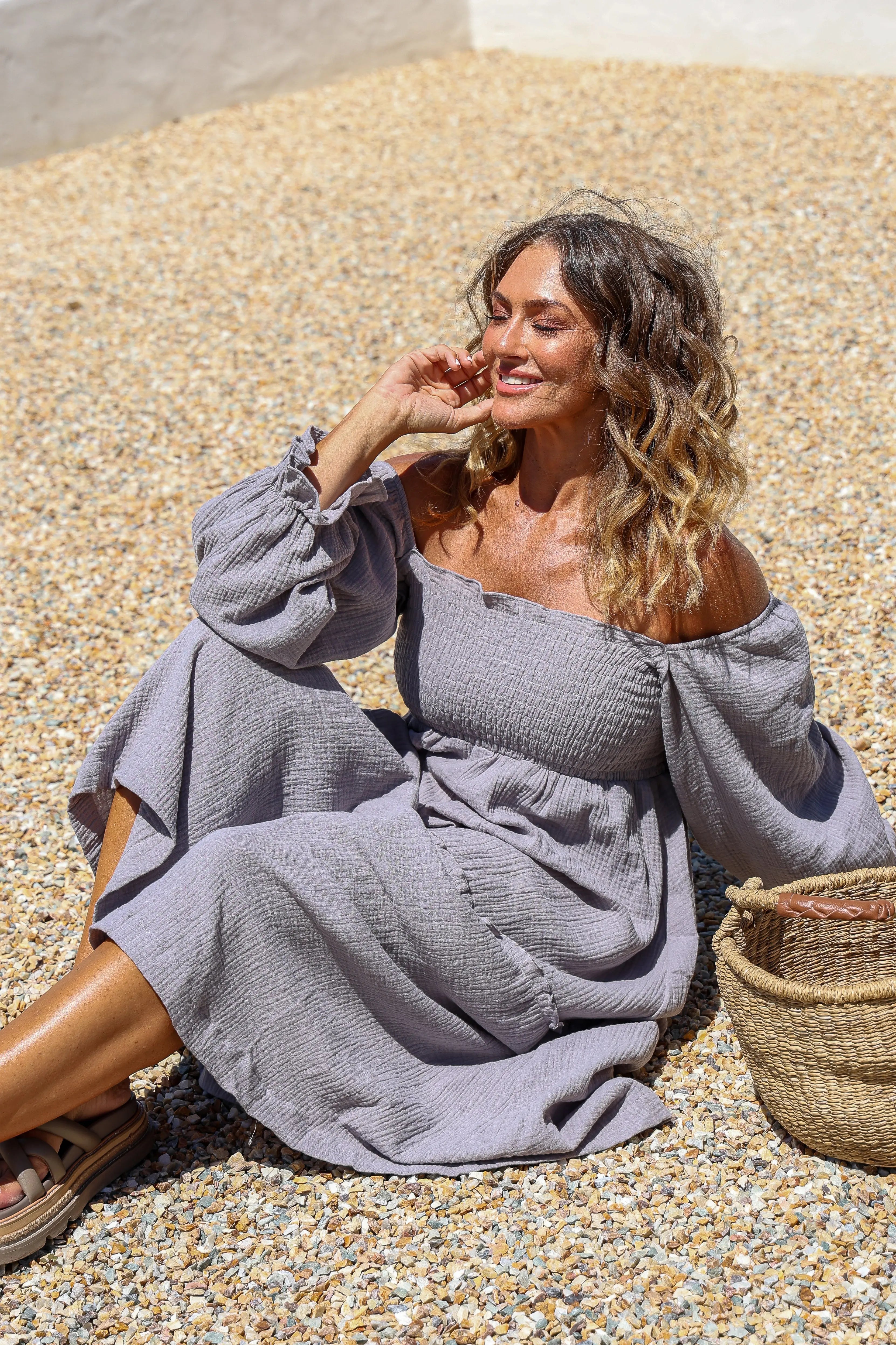 Willa Organic Cotton Dress - Women's "Hazy Blue" FROM ZION