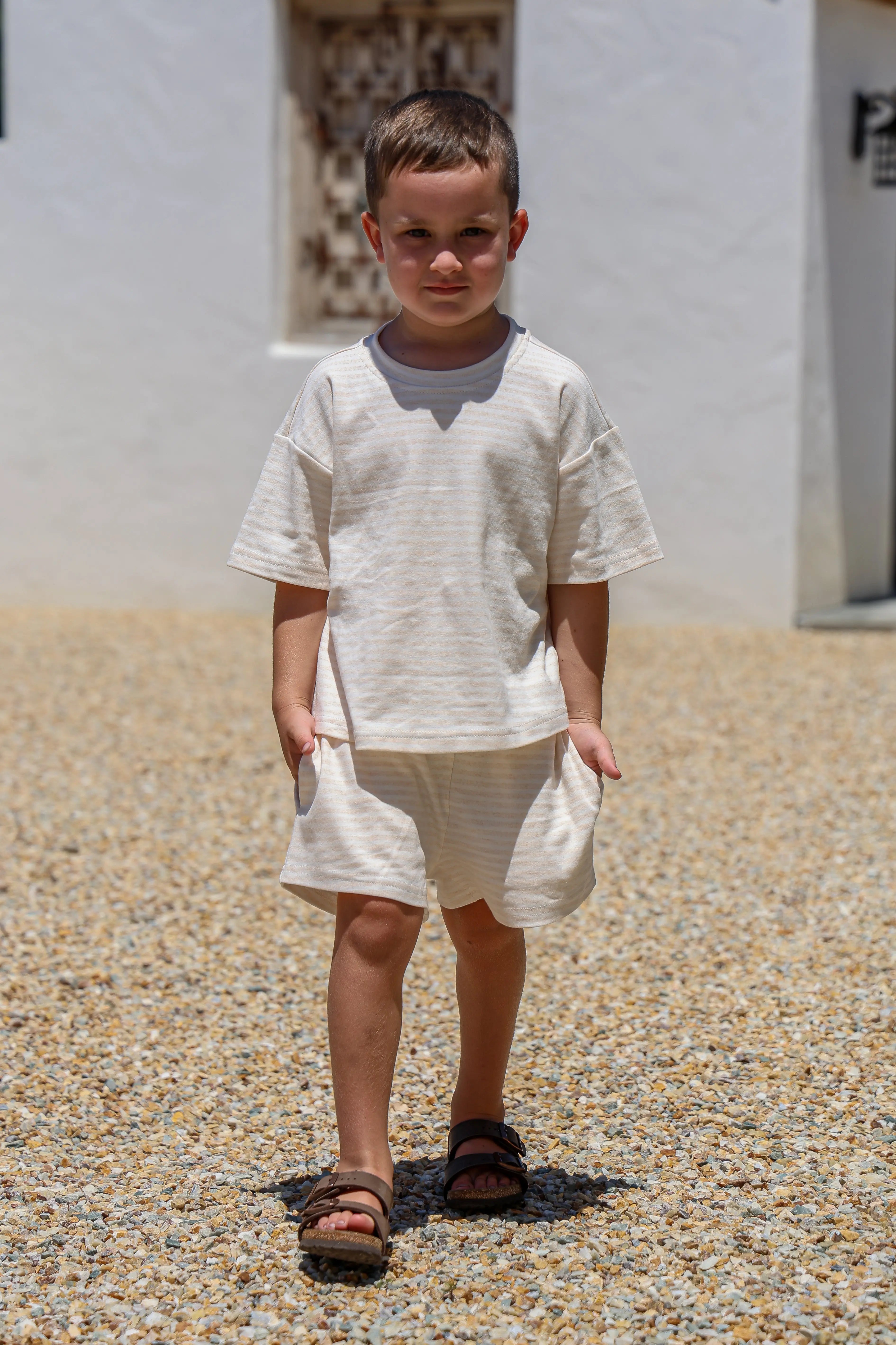 Billie Set "Kids" - Beige Stripe (100% Organic Cotton) FROM ZION