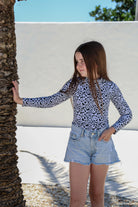 Recycled Rash Swimwear - Black & White Abstract FROM ZION