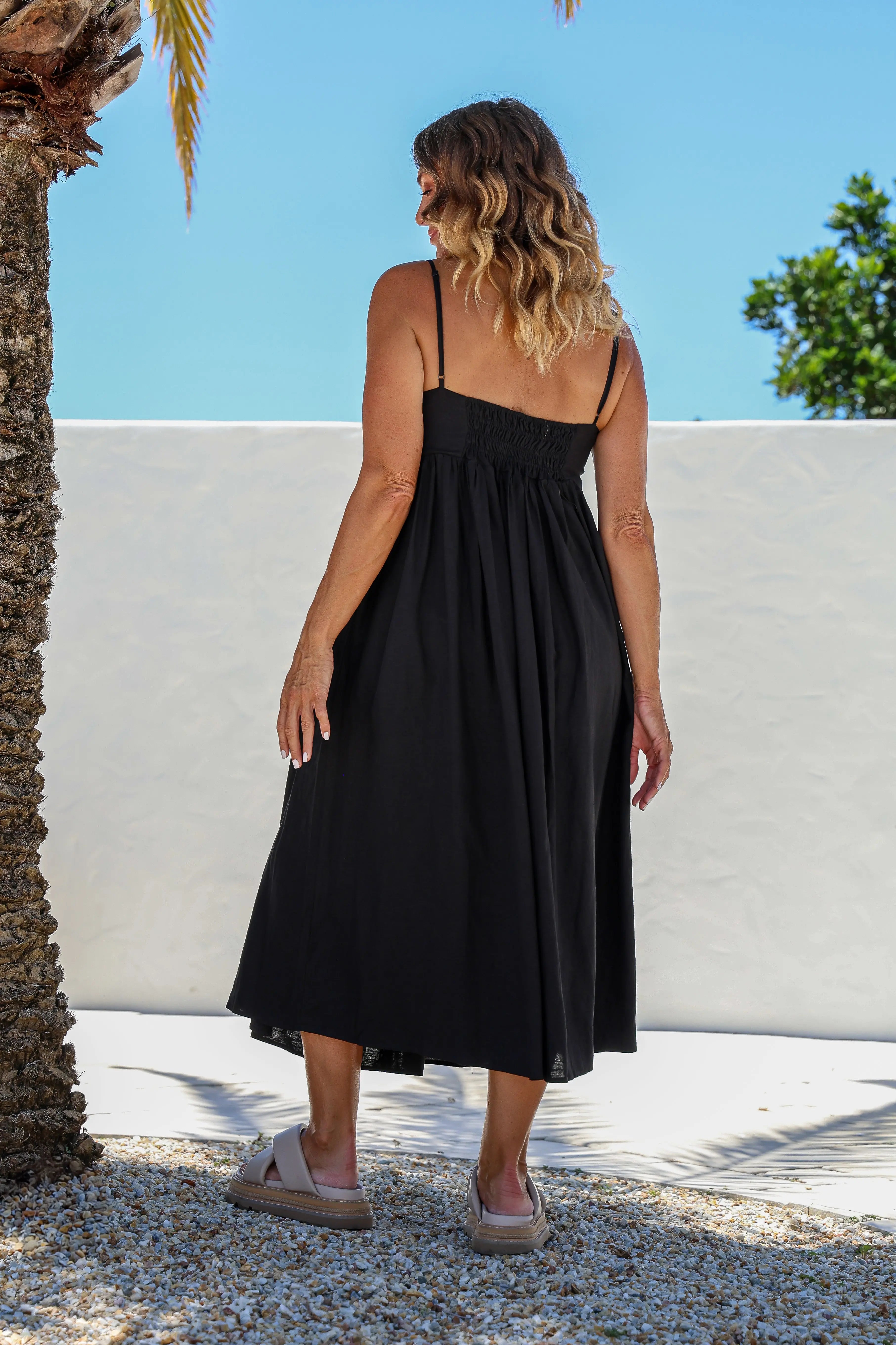 Romee Linen Dress - Women's "Black" FROM ZION