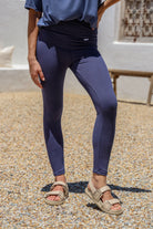 Women's "Basic" Bamboo Leggings - Ribbed Deep Navy FROM ZION