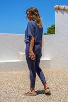 Women's "Basic" Bamboo Leggings - Ribbed Deep Navy FROM ZION