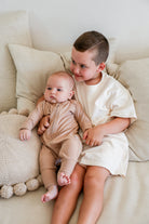 Ribbed Bamboo Baby Onesie - Soft Brown FROM ZION