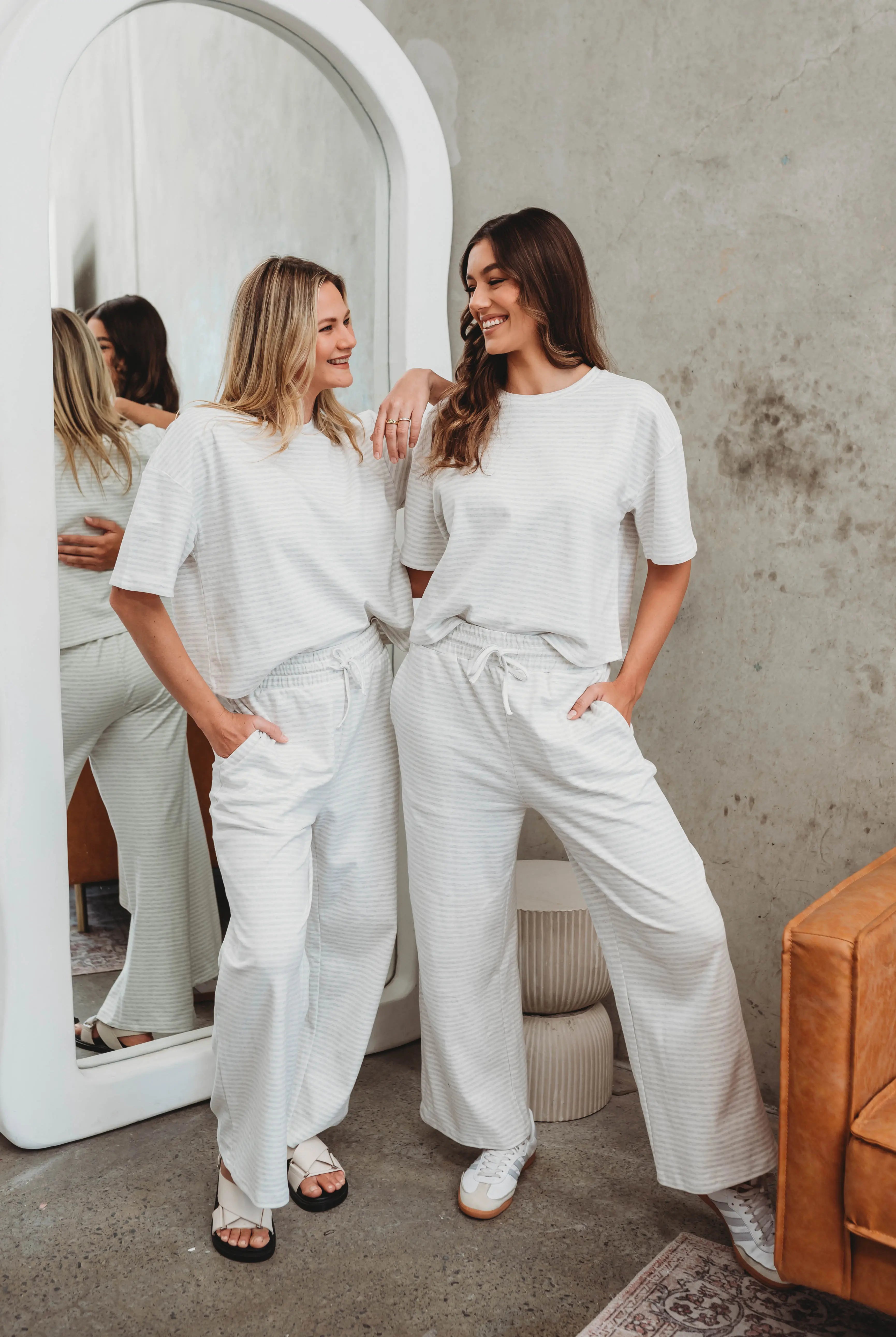 August Striped Set - Women's "Grey" FROM ZION