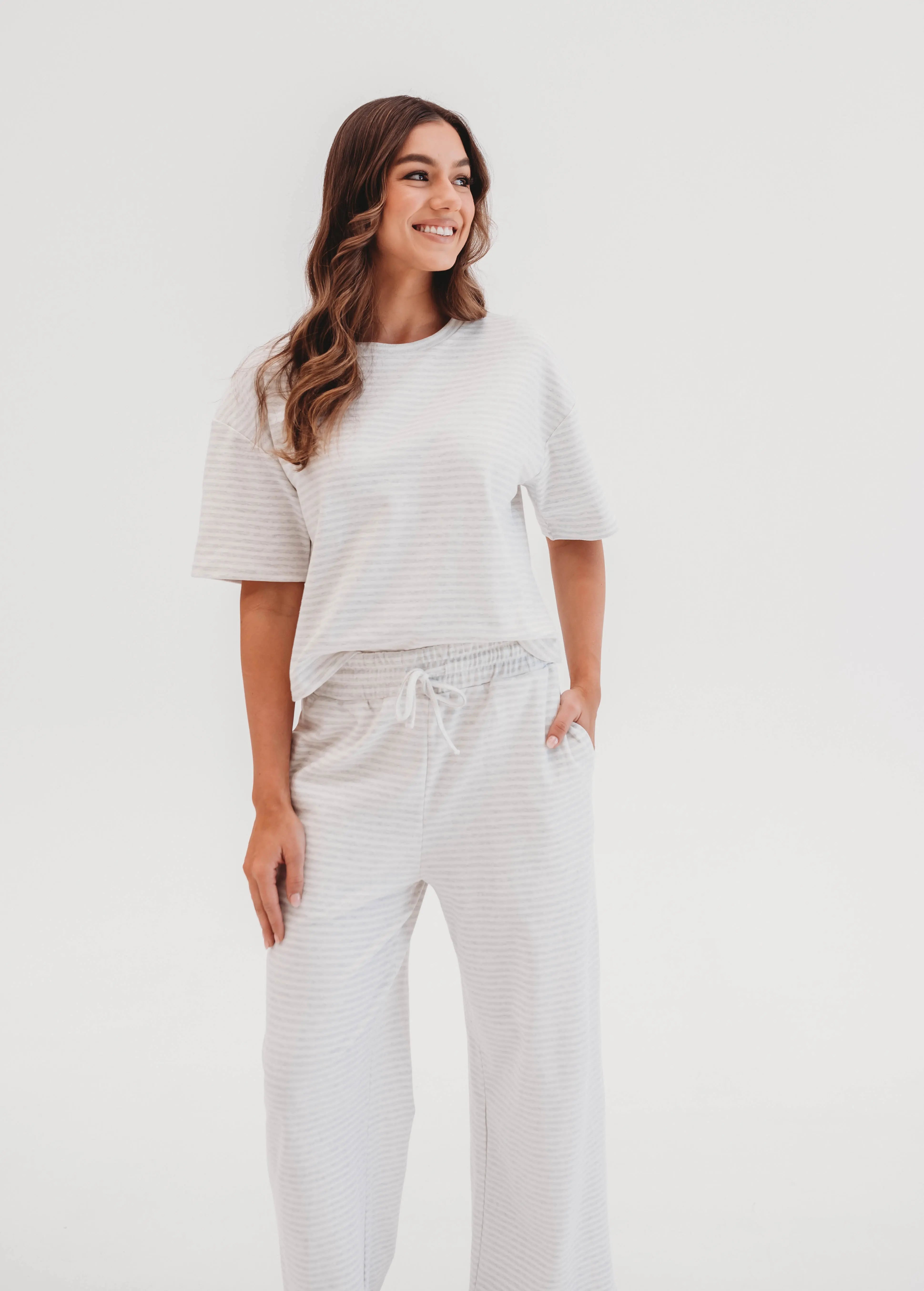 August Striped Set - Women's "Grey" FROM ZION
