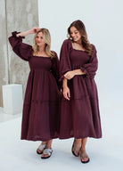 Willa Organic Cotton Dress - Women's "Choc Burgundy" FROM ZION