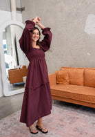 Willa Organic Cotton Dress - Women's "Choc Burgundy" FROM ZION