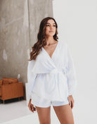 "Celine" Organic Crinkle Cotton Set - White FROM ZION