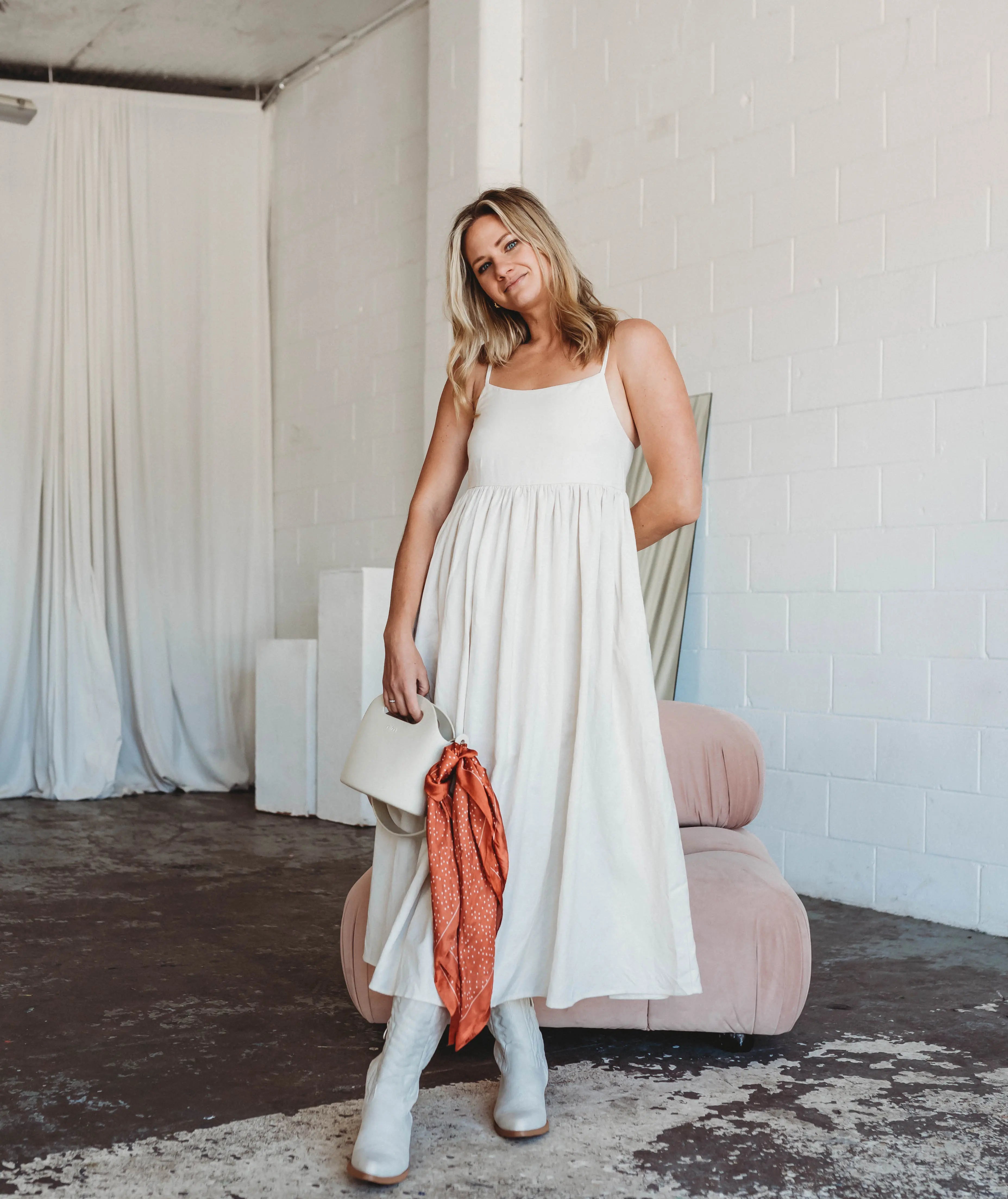 Romee Linen Dress - Women's "Ivory" FROM ZION