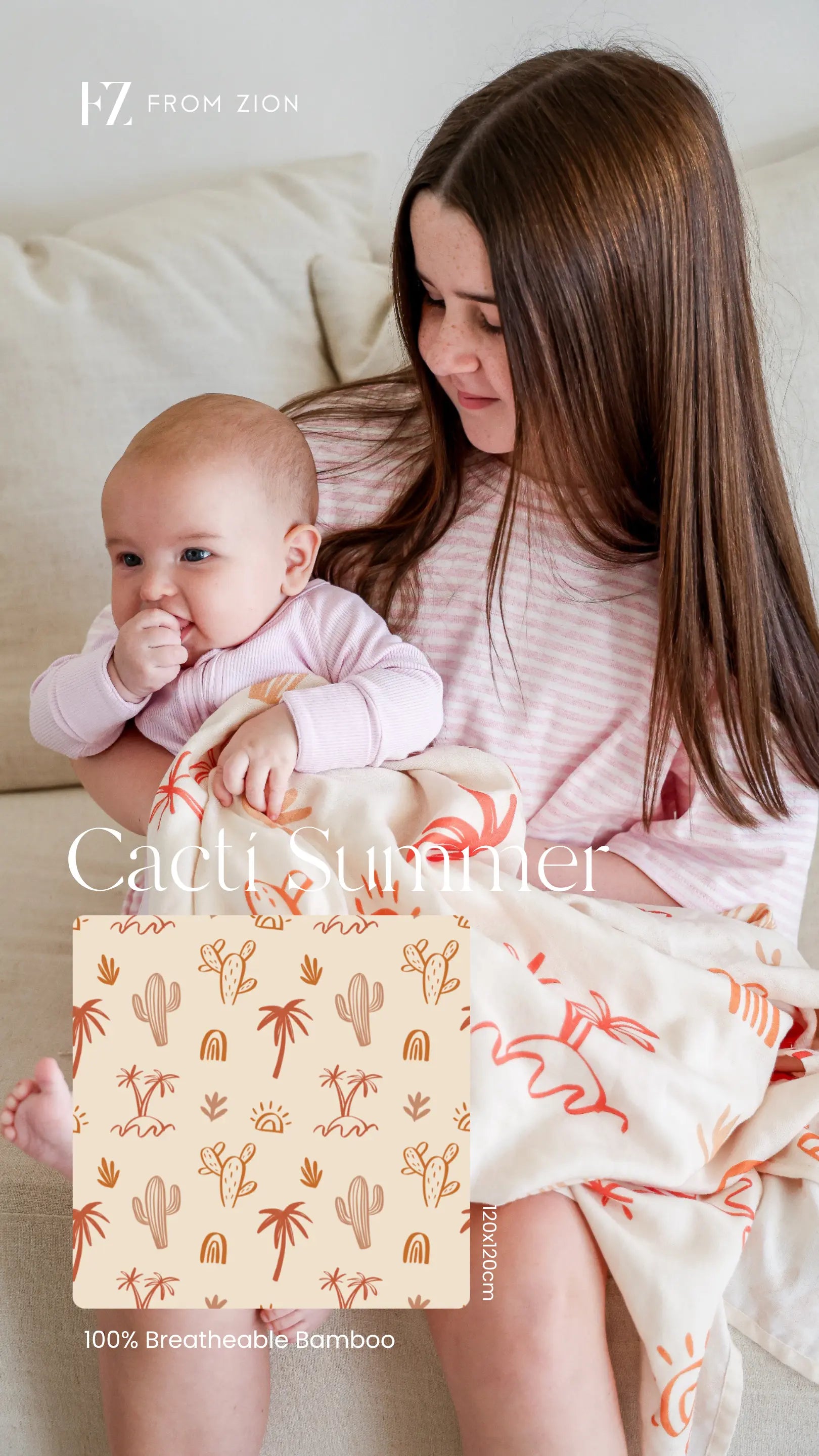 100% Bamboo Wrap - Cacti Summer FROM ZION