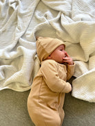 Ribbed Bamboo Baby Beanie - Soft Brown FROM ZION