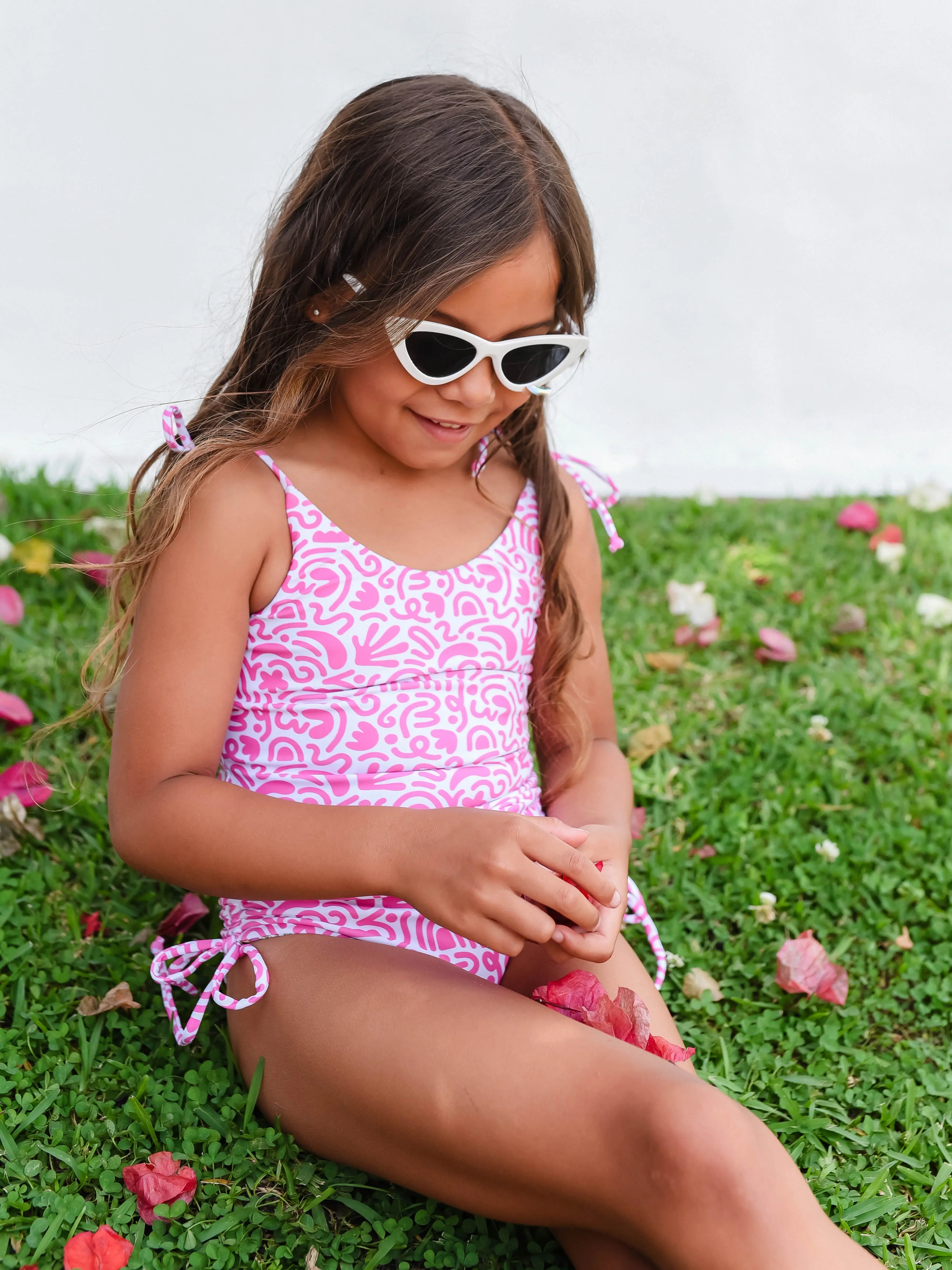 Recycled Reversible One Piece - Pink Abstract & Peach Floral FROM ZION