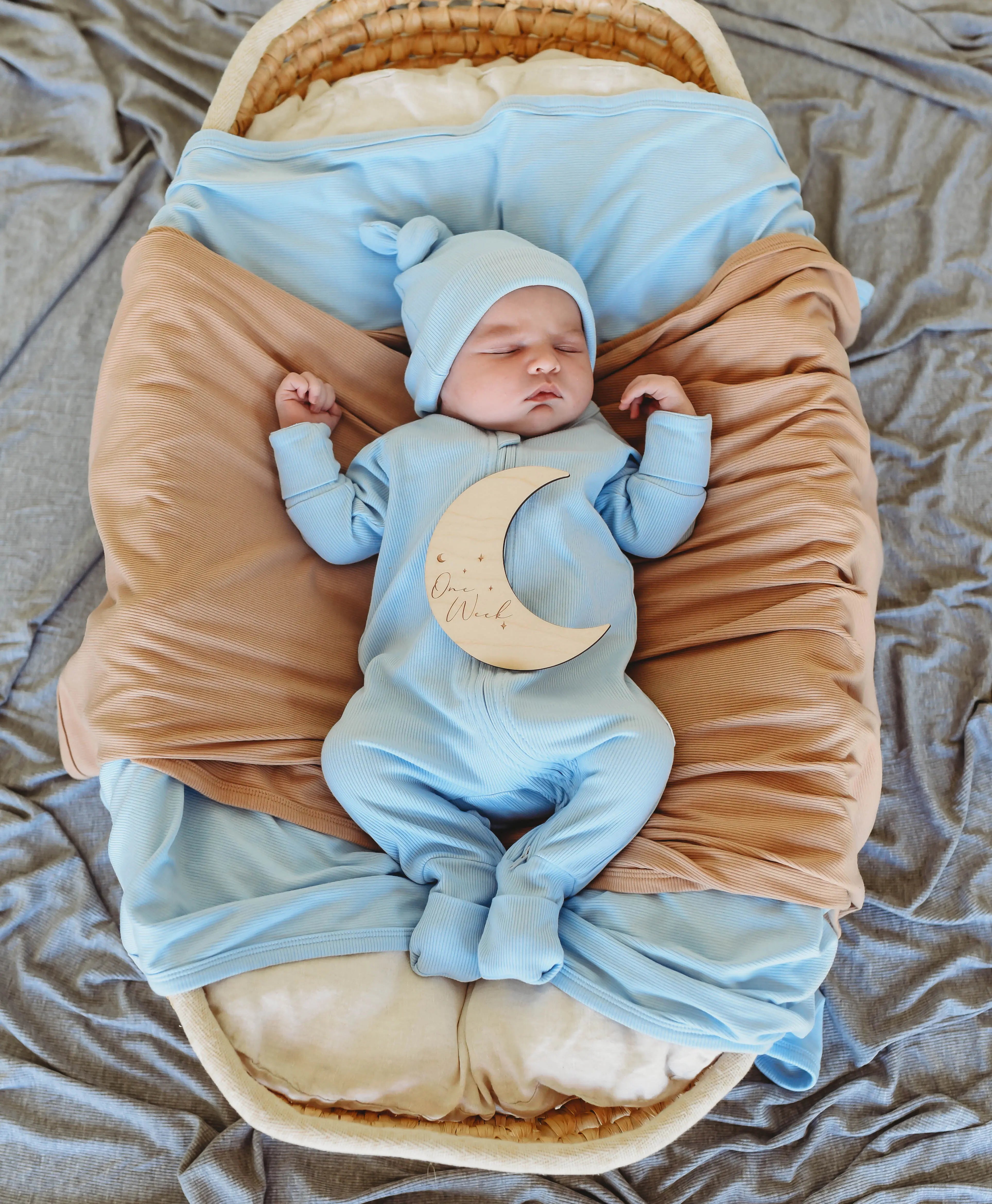 Ribbed Bamboo Baby Beanie - Sky Blu' FROM ZION