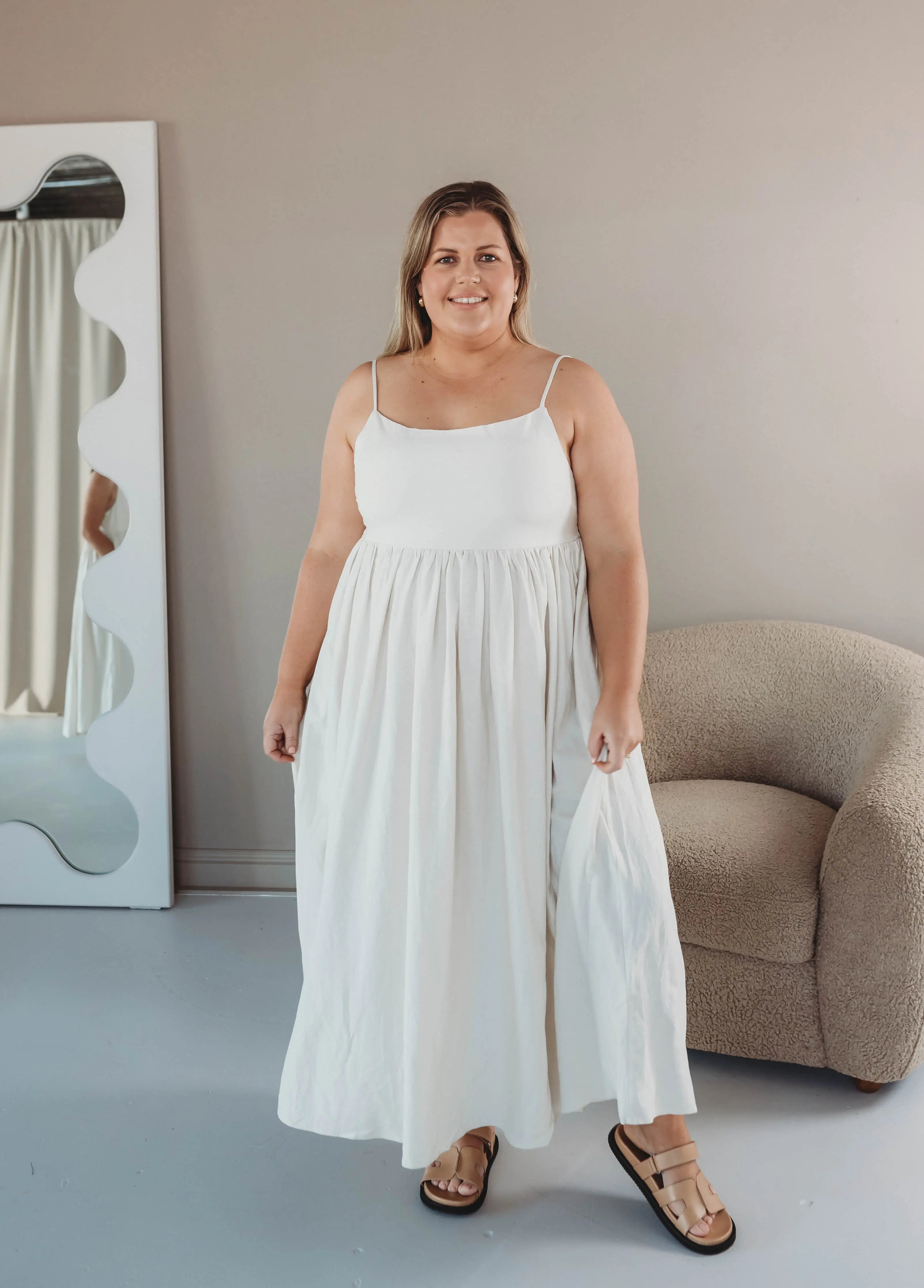 Romee Linen Dress - Women's "Ivory" FROM ZION