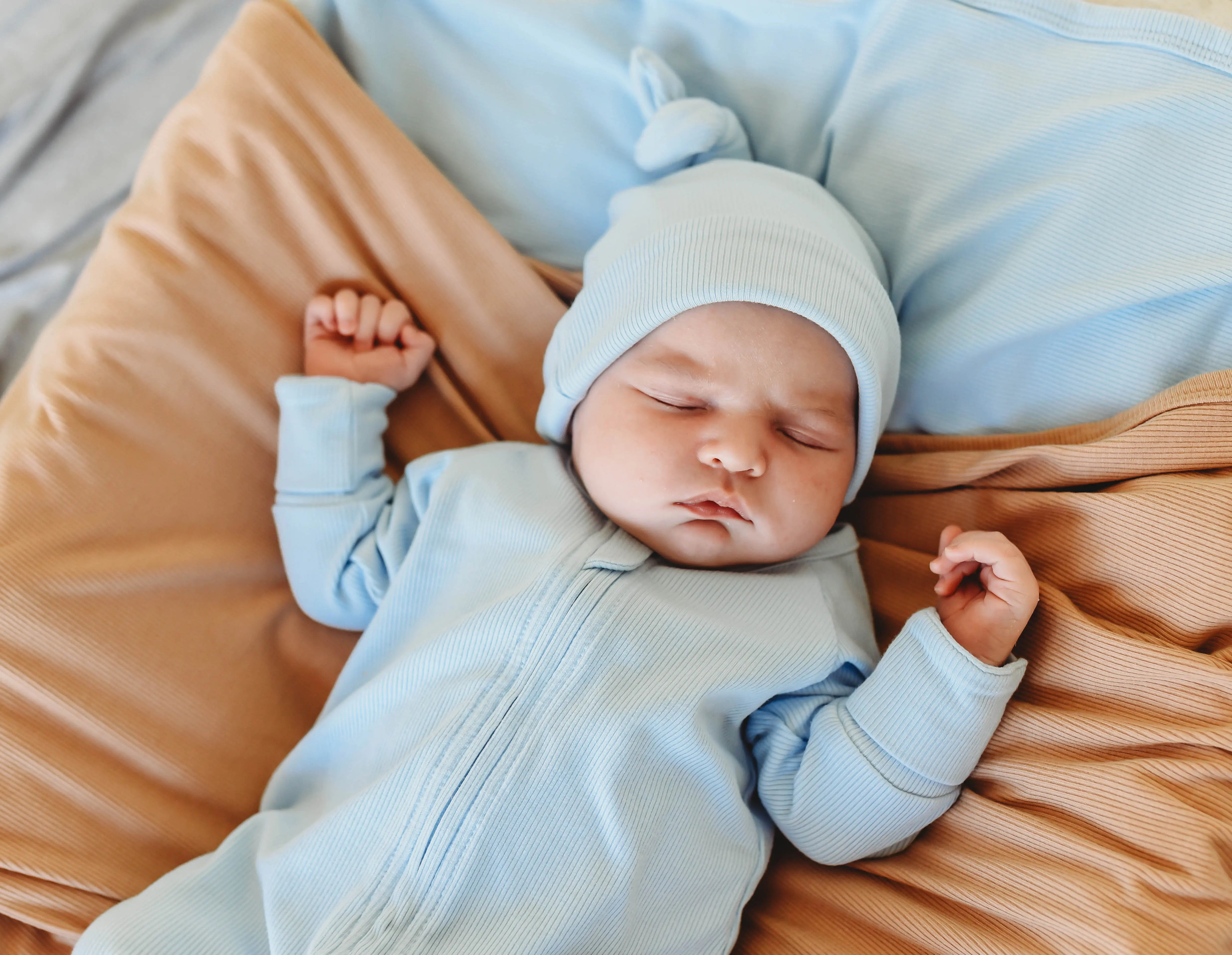 Ribbed Bamboo Baby Beanie - Sky Blu' FROM ZION
