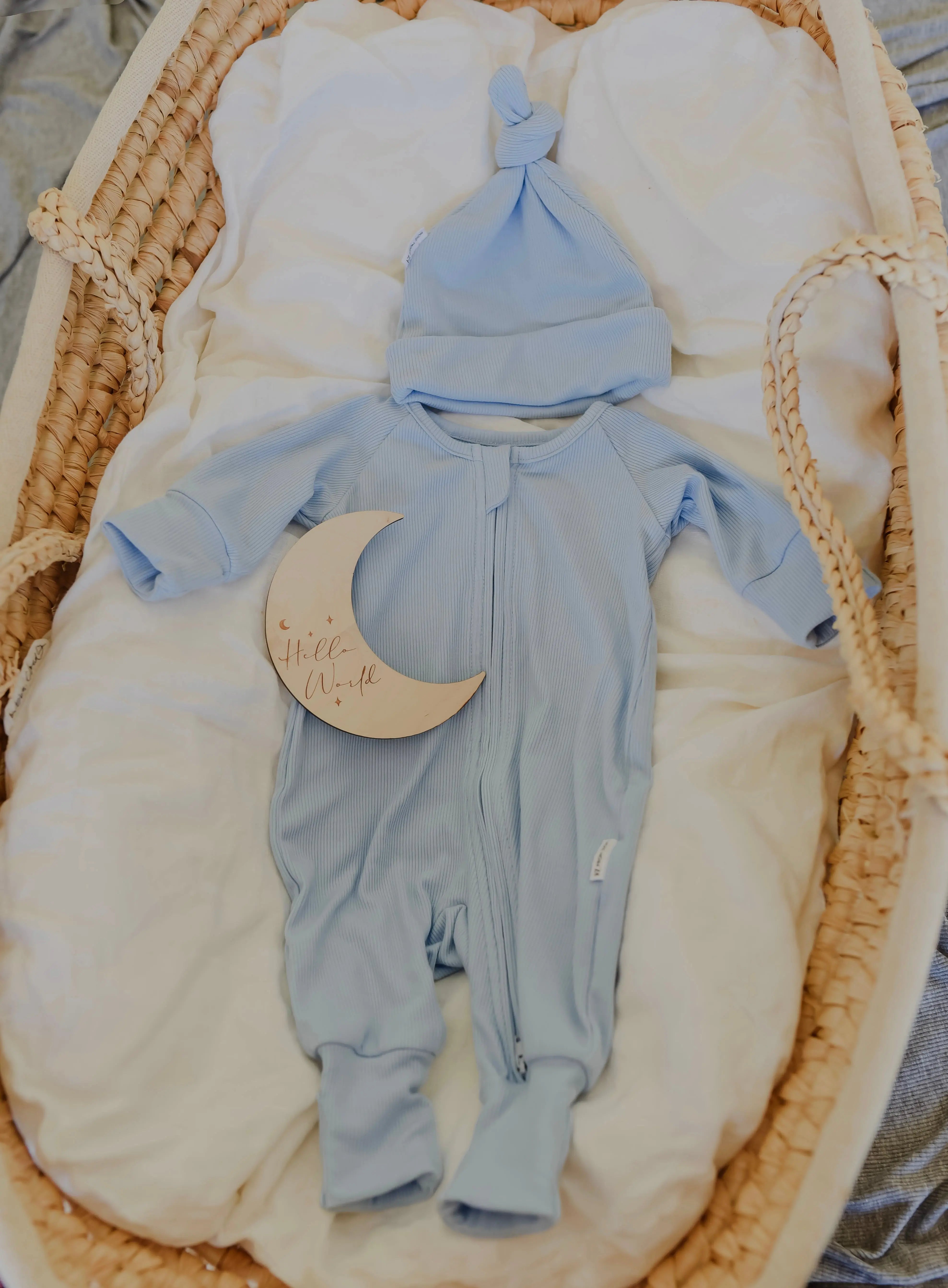 Ribbed Bamboo Baby Onesie - Sky Blu' FROM ZION