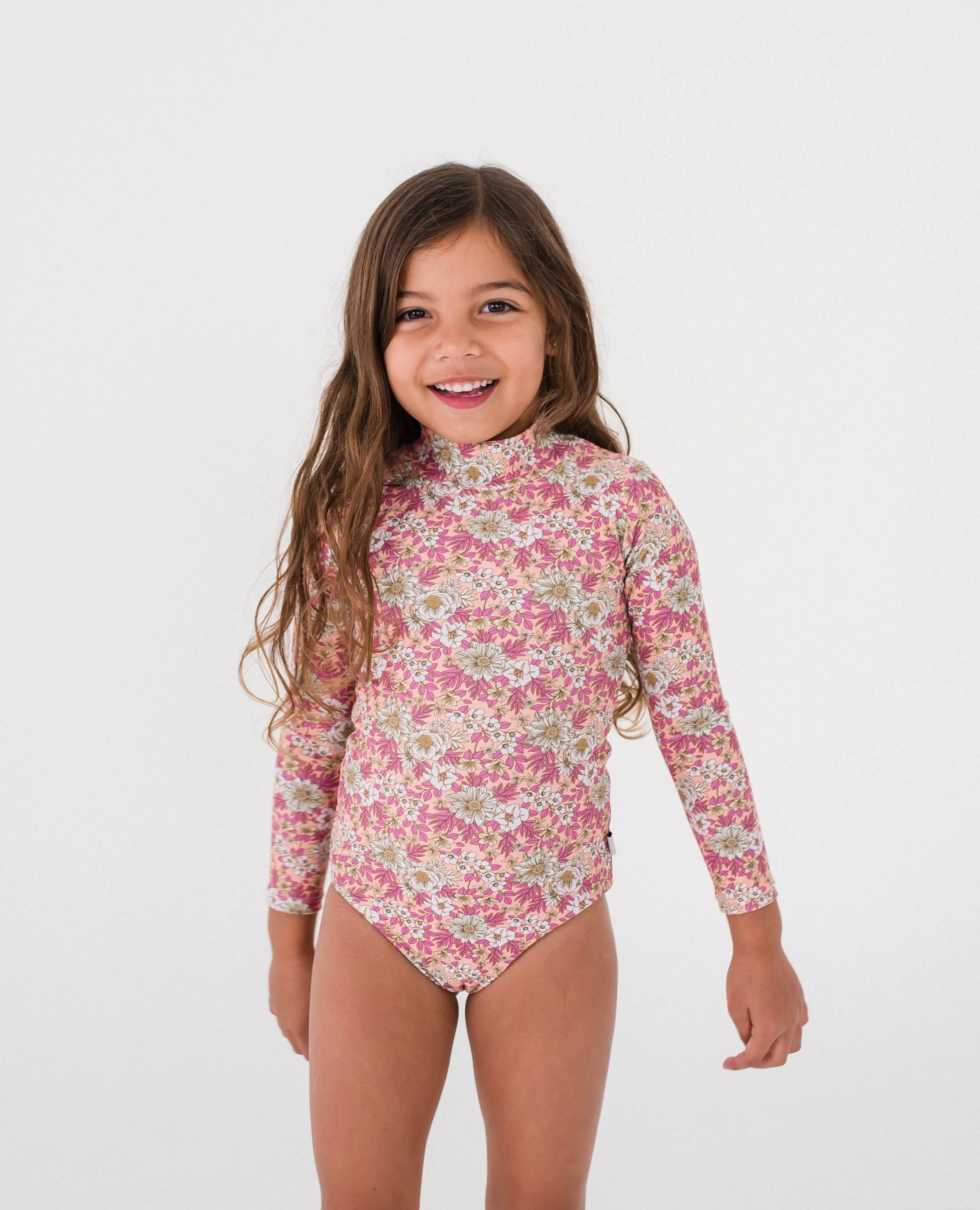Recycled Rash Swimwear - Peachy & Purple Floral FROM ZION