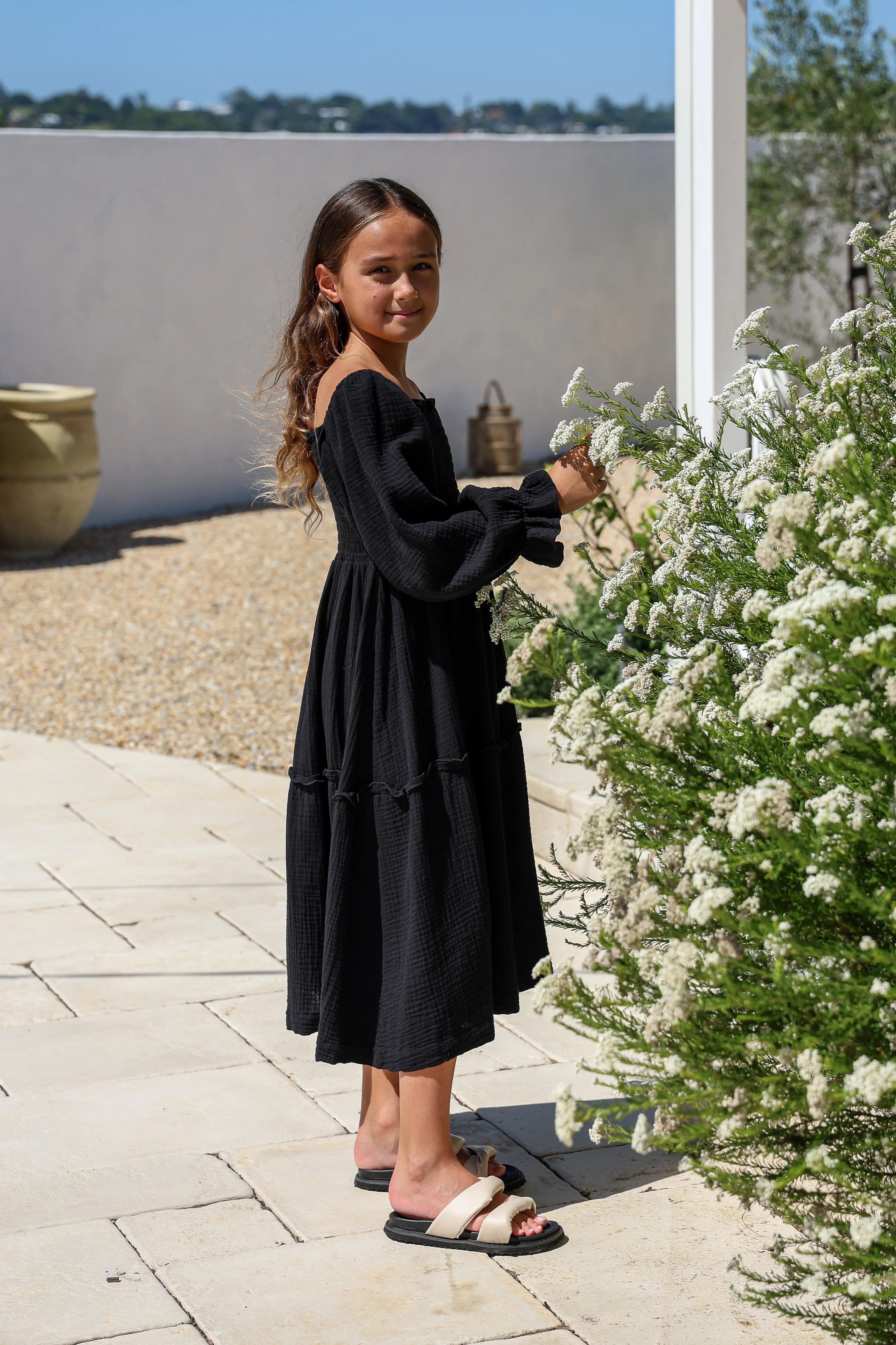 Willa Organic Cotton Dress - Kids "Black" FROM ZION