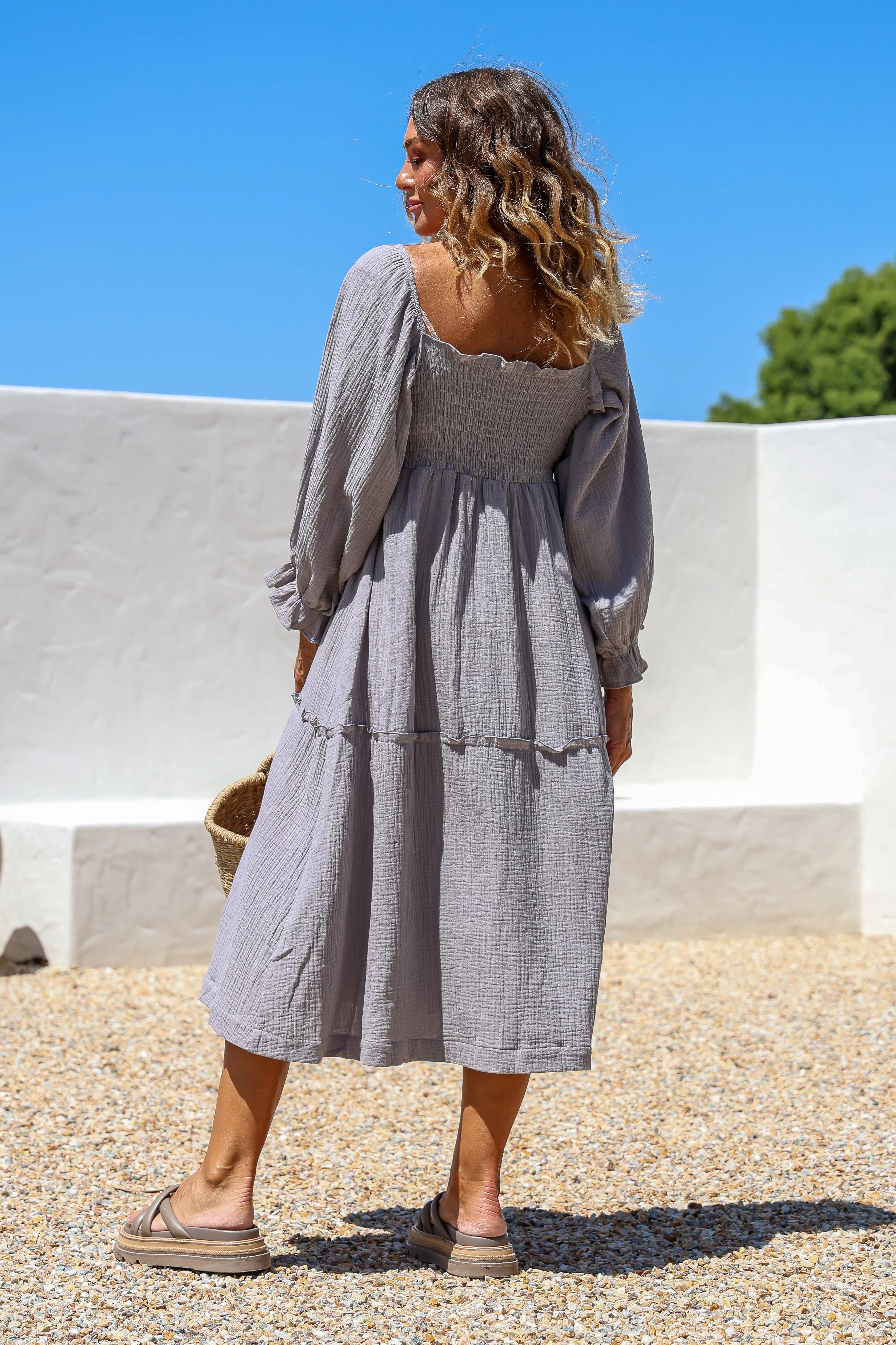 Willa Organic Cotton Dress - Women's "Hazy Blue" FROM ZION