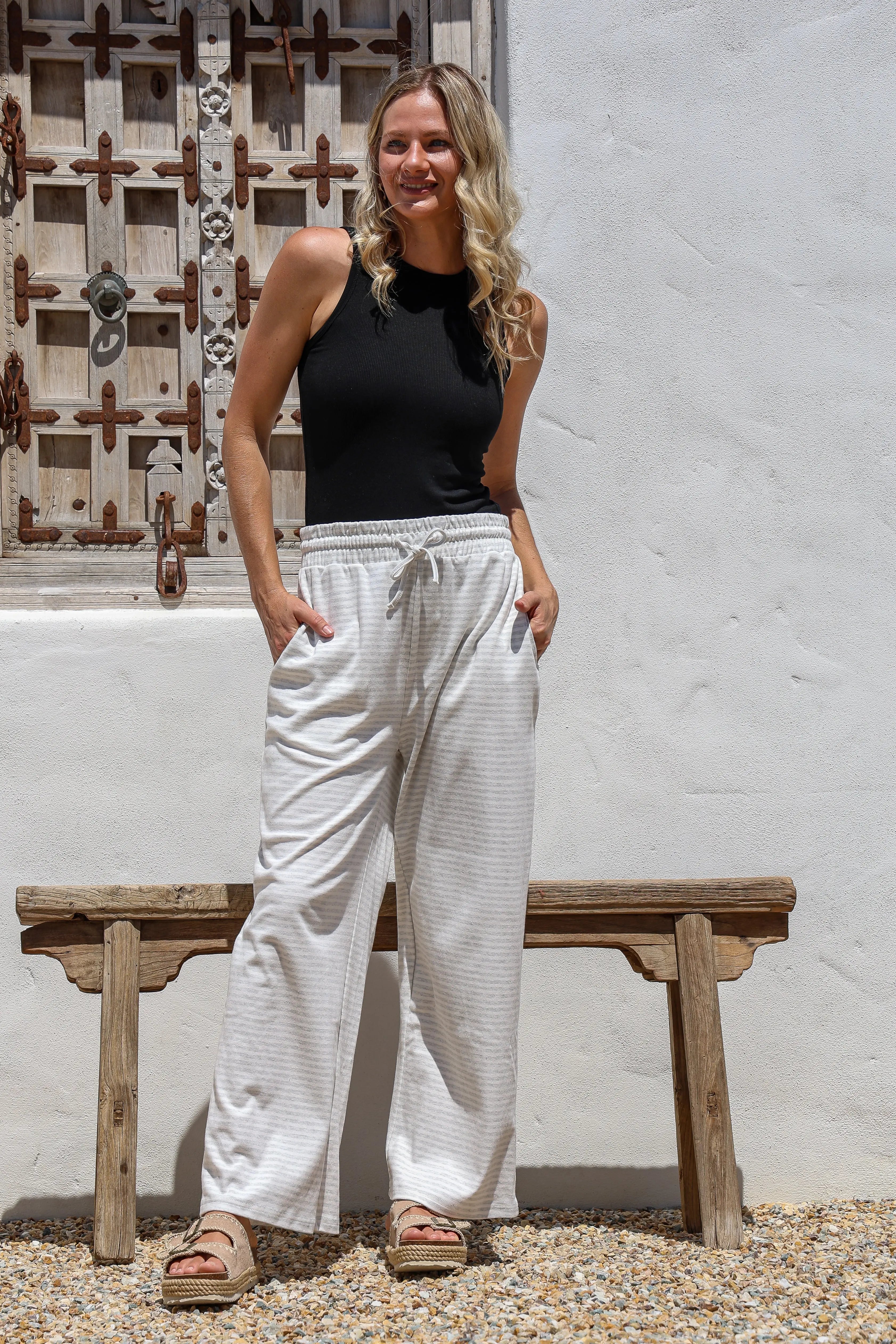 August Striped Set - Women's "Grey" FROM ZION