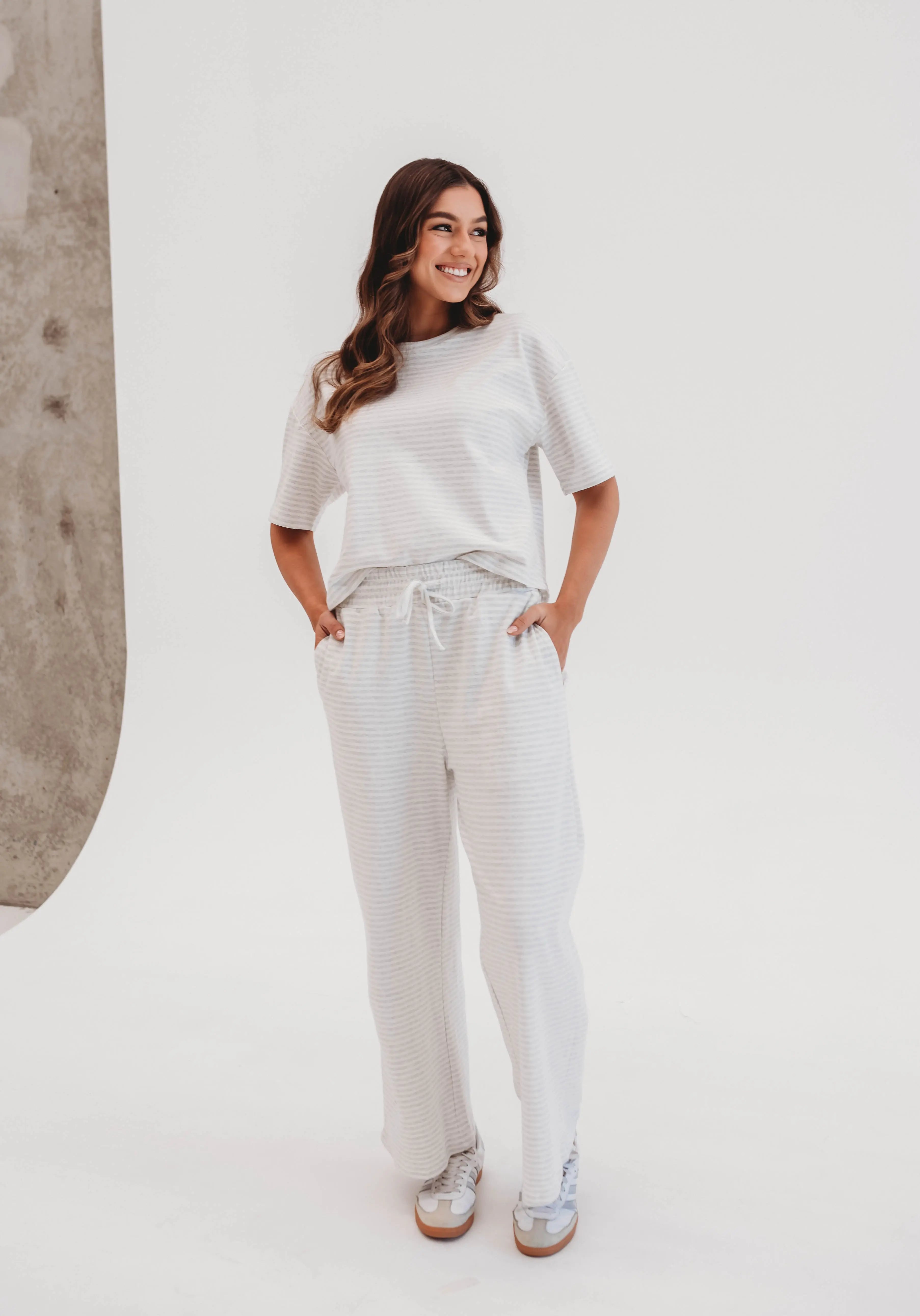 August Striped Set - Women's "Grey" FROM ZION