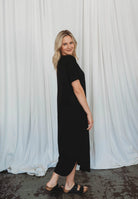 black maxi dress
