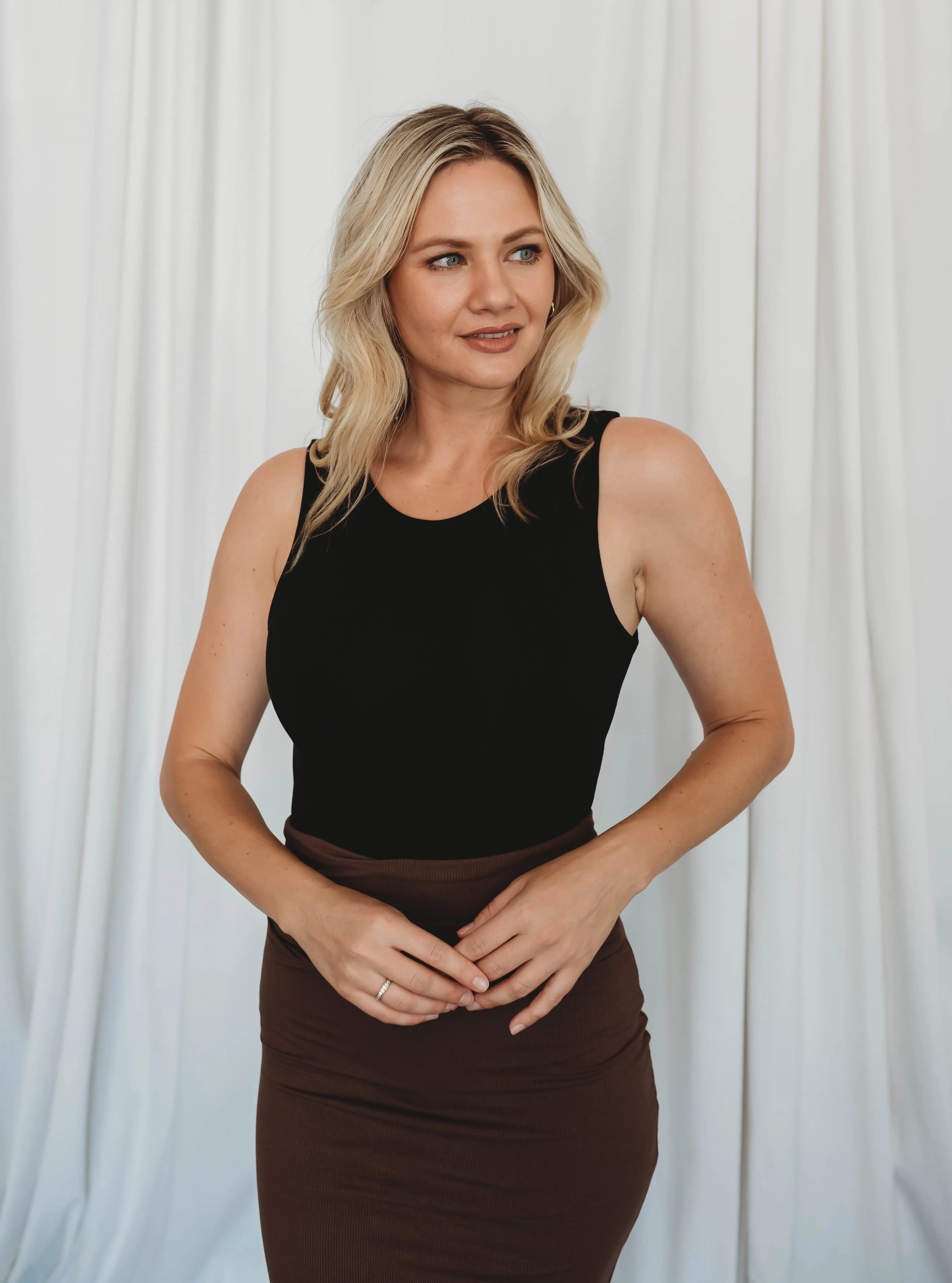 black high neck bodysuit